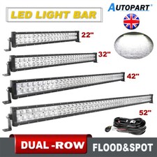 22 32 42 50 52 inch LED Work Light Bar Dual Row Spot Flood Combo 12V Offroad SUV