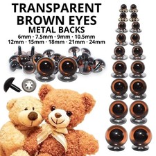 Brown Transparent Eyes with Metal Backs - Teddy Bear Toy Doll Safety