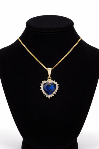 Blue sapphire heart pendant - heart,