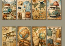 Vintage travel card - travel, toppers