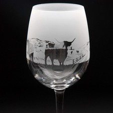 Highland Cattle Crystal Wine