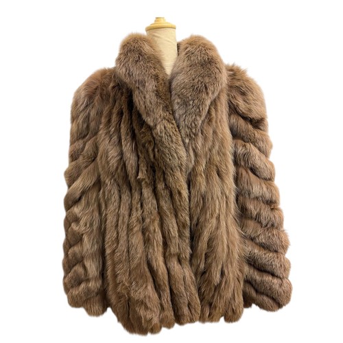 Silver fox real fur coat - real,
