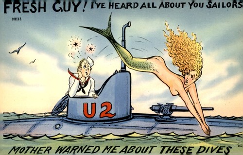 Vintage wwii comic postcard - comic, u2