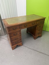 Reproduction Yew Wood Pedestal Desk