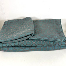 Next Teal Grey Moroccan Geometric Ring Top Curtains 89x90 2 Cushion Covers 23x23