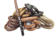 3mm Round Brown Shoelace Waxed Cotton Metal Tipped (Pair) shoe boot trainer lace