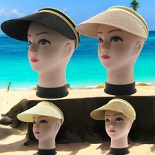 Ladies Summer Large Brim Straw Sun Visor Peaked Hat Headband Girls Cap