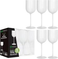 PARTY BARGAINS 12oz Disposable Elegant Design Plastic Wine Glasses - 5 Pack