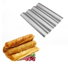 4 Wave Baguette Baking Tray Bread Mold French Loaf Tin Non-Stick Cake Plate Tool