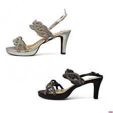 Women's EEE Wide Fit Diamante Strappy Heeled Sandals – Elegant Evening Shoes