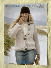 Sirdar knitting pattern 8440. Super Chunky jacket Denim Ultra 32-42"  Original