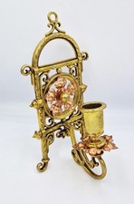 FINE VICTORIAN GOTHIC BRASS & COPPER CANDLE WALL SCONCE c1880