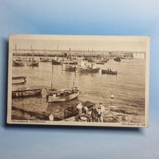 Folkestone Postcard 1953 Kent The Harbour With Moored Trawler Fleet