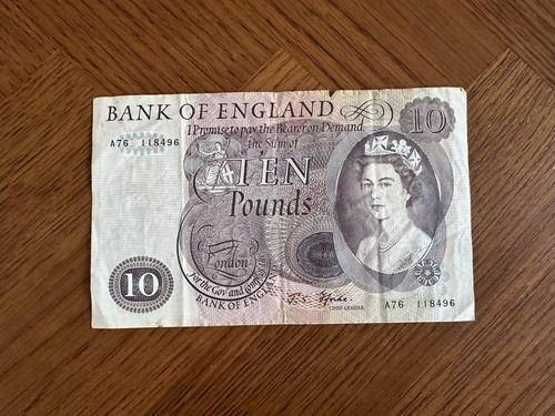 Old paper ten pounds note - paper,