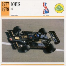 1977-1978 LOTUS 78 Racing Classic Car Photo/Info Maxi Card