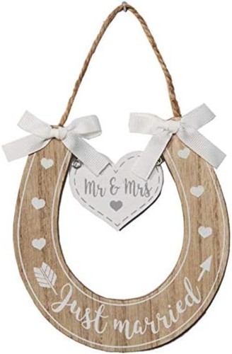 Just married wooden horseshoe - married,