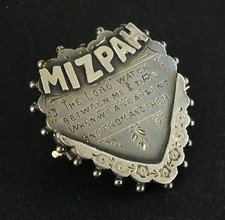 E.S.B 925 STERLING SILVER 1896 Antique Mizpah Engraved Heart Brooch, 3.18g - CA1