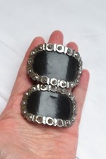 Antique Georgian cut Steel and Leather shoe buckles - boxed