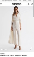 New Reiss Olivia Ivory Cape Sleeve V Neck Jumpsuit Size 8 RRP £328