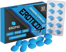 Blue - 650MG- 10 Extra Strong Pills for Men UK - Natural Fast-Acting Ginseng Mac