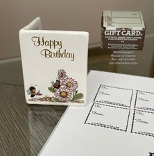 Vintage PHILIP LAURESTON "Pottery" HAPPY BIRTHDAY Greeting Card Ceramic Ladybug