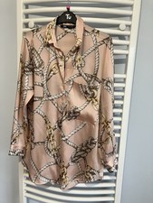 zara pink silky long line top blouse tunic Medium