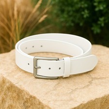 White Mens Leather Belt