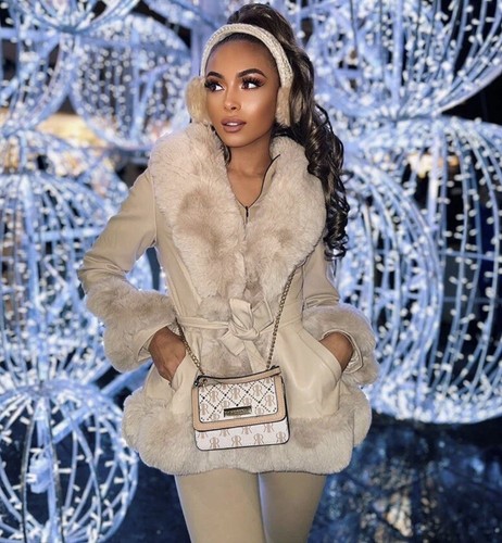 Beige faux leather fur - beige,