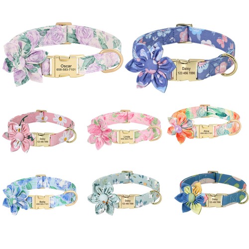 Flower personalised dog collar - personalised,