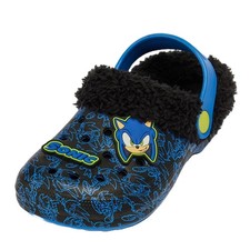 SONIC THE HEDGEHOG BOYS CLOGS FLEECE FUR LINED + CHARMS SLIPPERS HOUSE SHOES
