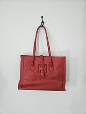 Elegant Made in Italy Coral Leather Tote Bag Designer Style with HClosure