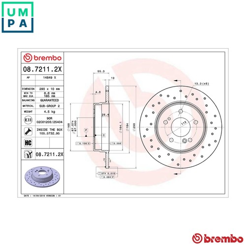 Brake disc 7211 2x for - disc,