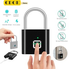 Smart Fingerprint Padlock Waterproof Keyless Door Lock USB Rechargeable Security