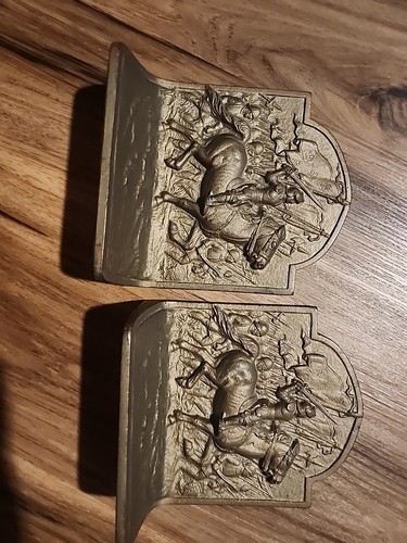 Vintage solid metal - solid, bookends