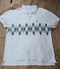 Vintage Banana Republic White Argyle Piqué Polo Shirt - Size XL