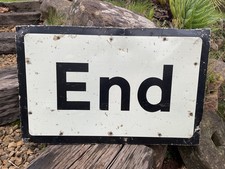 Vintage Original Large Disused End Car Road Street Transport Not Enamel Sign