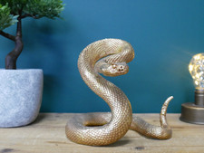 Gold Snake Ornament – Serpent Sculpture Home Decor Accent Figurine Statue