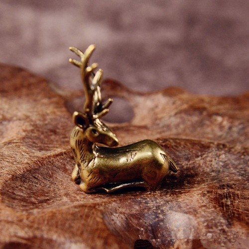 Brass deer statue - brass,