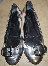 Burberry Womens Itcalbrimon Nova Check Patent Leather Buckle Ballet Flat US6.5