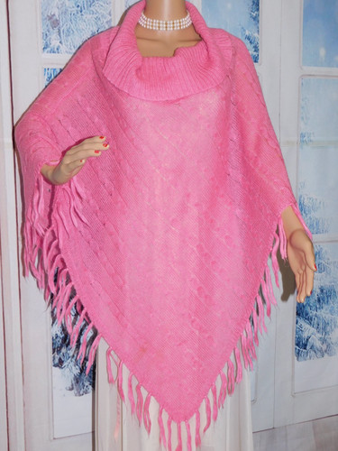One size lipstick pink poncho - size,