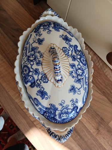 Blue white transferware - &,