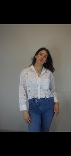 Zara white eyelet - zara, embroidered