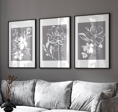 Grey white flower - grey, art