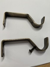 HEAVY DUTY ANTIQUE BRASS GOLD 19mm/28mm CURTAIN POLE METAL WALL BRACKETS+FIXINGS