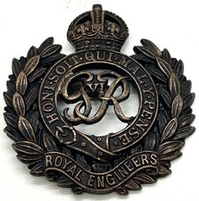 British Military Issue Metal Royal Engineers Kings Crown Cap Beret Badge