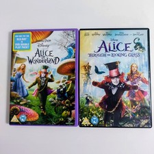 Alice in Wonderland + Through the Looking Glass DVD Bundle Disney Johnny Depp 