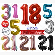 40" Giant Foil Number Balloons Self Inflating 16th 18th 21st Age Birthday Decor 