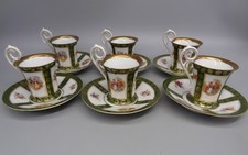 6 Circa 1900 French Napoleon Paris Porcelain Cups & Saucers