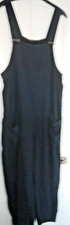 F&F Size 14 Black Linen Blend Cropped Sleeveless Dungarees with Pockets in VGC