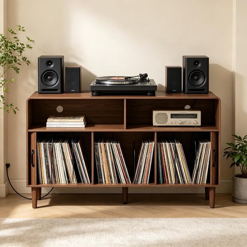 Record player stand with - record,